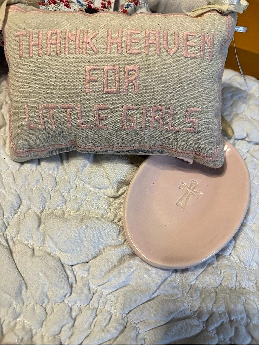 Cupcakes & Cartwheels Thank Heaven for Little Girls Punch Embroidery Decorative